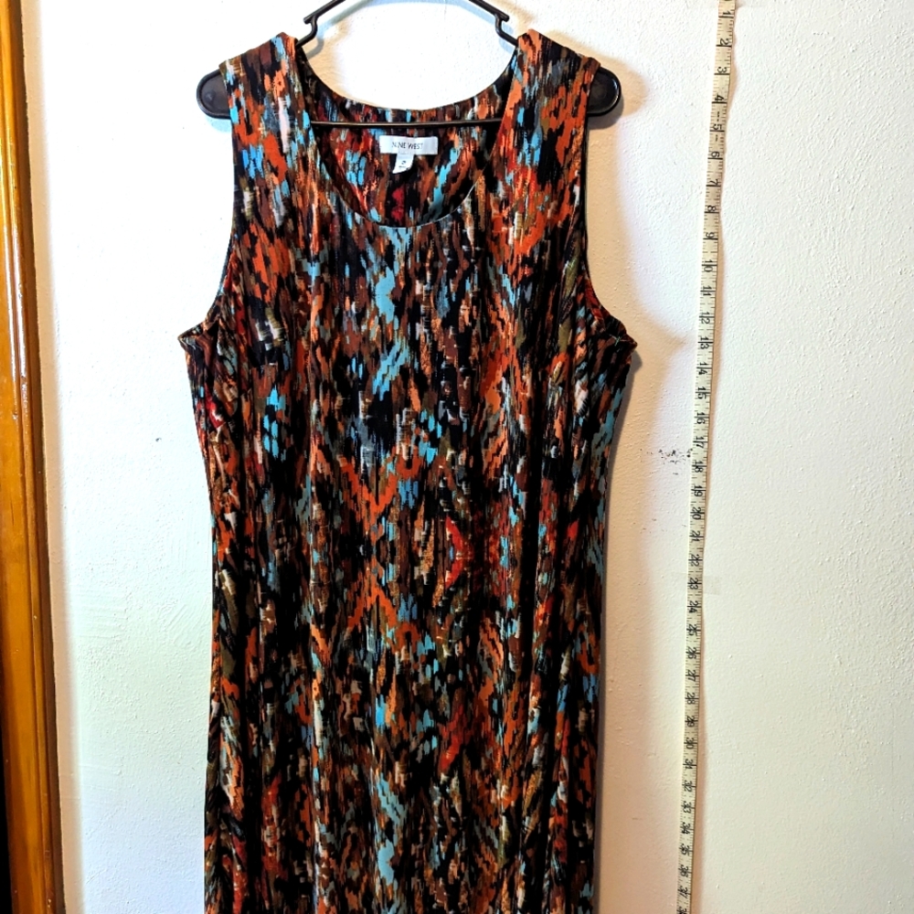 Dress, Nine West 2X, 3 quarter length, multi colored